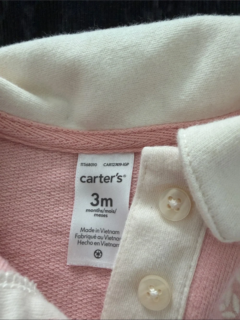 Carter's Pink Polo Dress with Cream Collar and Heart Accent